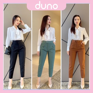 Quần baggy công sở nữ cạp cao cúc lệch siêu tôn dáng DUNO