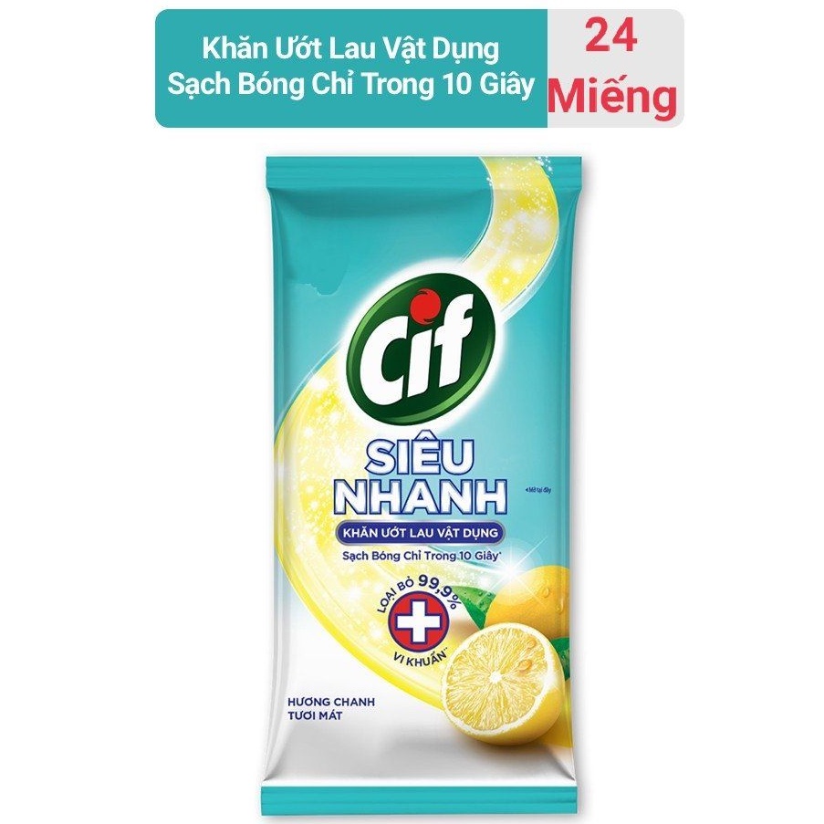 Khăn Ướt Cif 24 Miếng Đa Năng Lau Cực Nhanh Sạch Bóng Chỉ Trong 10 Giây