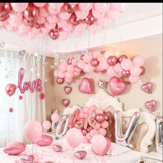 (GIÁ RẺ- HÀNG TỐT) Set bóng bay  trang trí phòng cưới đám cưới màu hồng