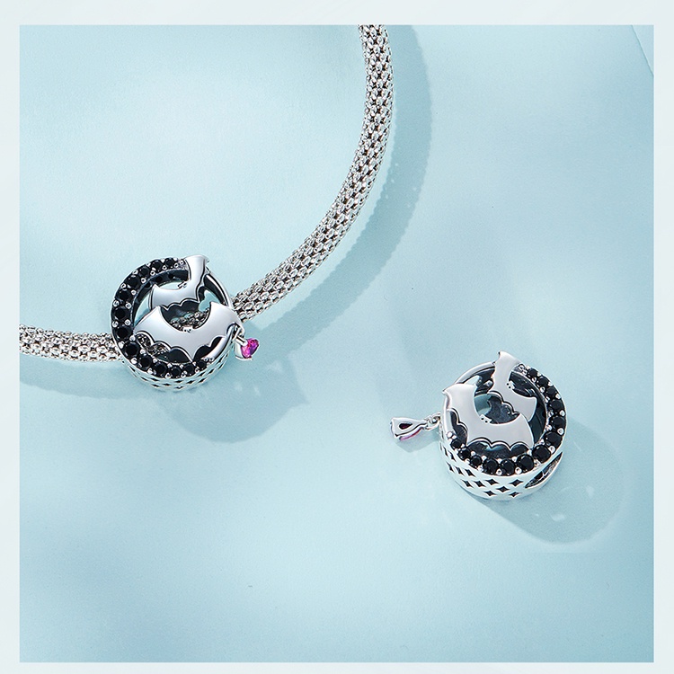 BAMOER Hạt Bạc 925 Hình Dơi Dùng Làm Vòng Đeo Tay Và Vòng cổ