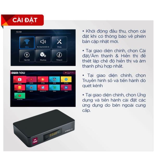 Đầu thu VTC Now Hybrid 01 - Smartbox Android TV tích hợp Truyền hình DVB-T2-Tặng kèm anten dvb-t2 khuếch đại tín hiệu