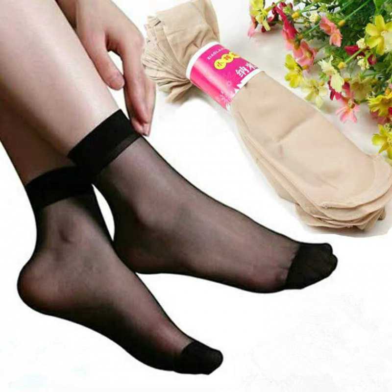 Set 10 Đôi Vớ Cổ Thấp Mỏng Màu Đen Và Nude Dành Cho Nữ