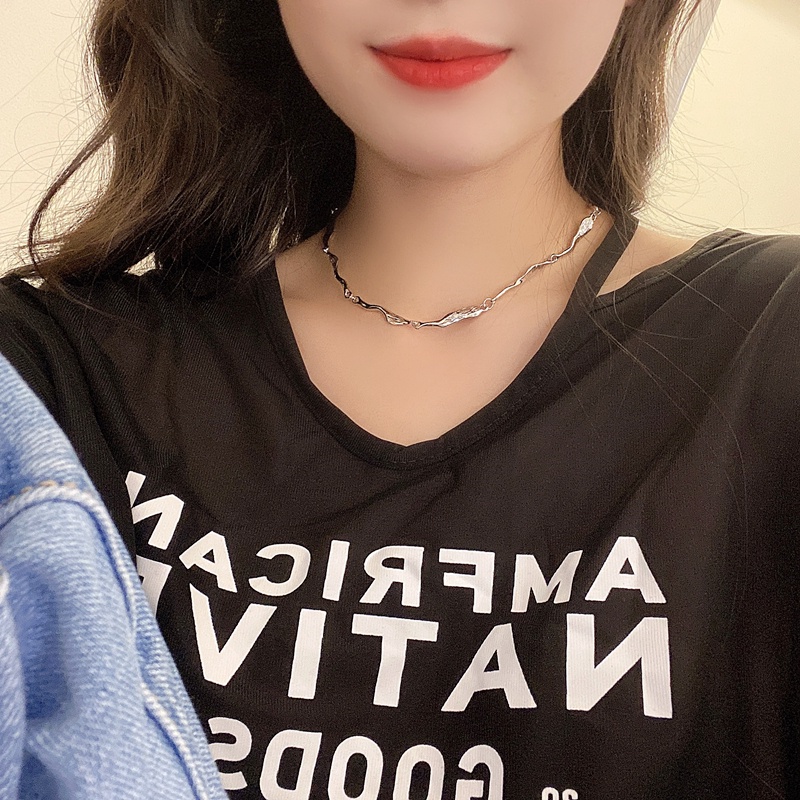 Vòng cổ Kim Loại Dáng Ngắn Phong Cách hip hop Mới