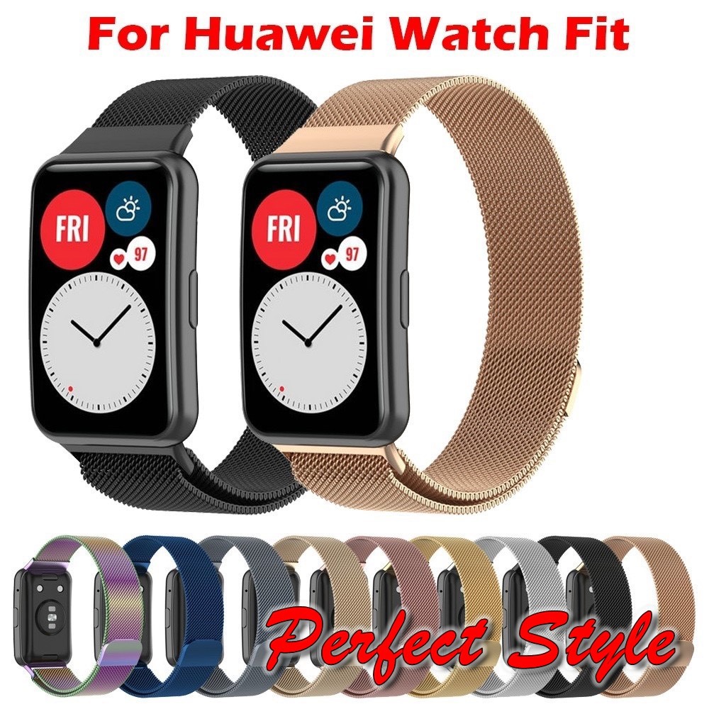 Dây đeo khóa nam châm kim loại thép không gỉ cho Huawei Watch Fit