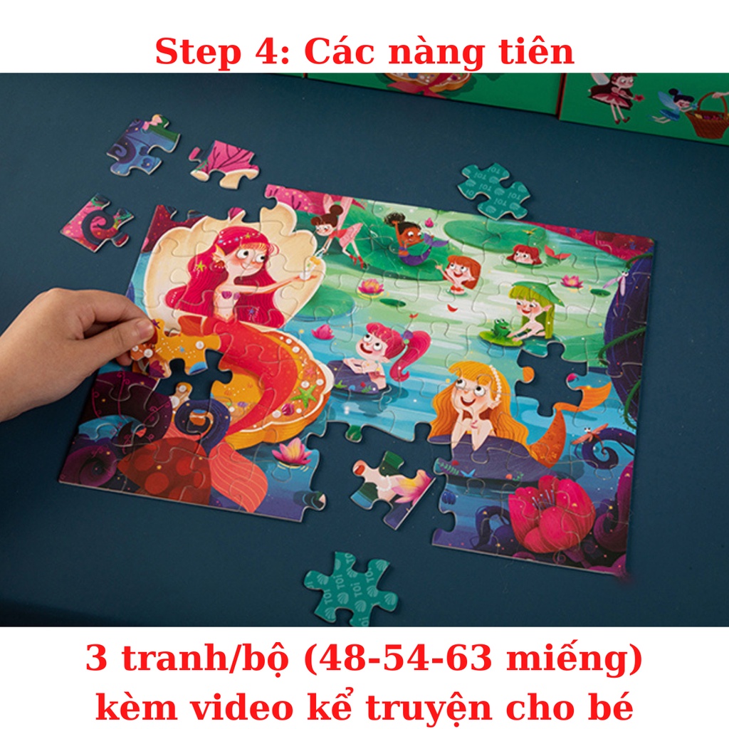 Xếp hình puzzle nhiều cấp độ cho bé từ 0-8 tuổi xếp hình thông minh cho bé chính hãng TOI