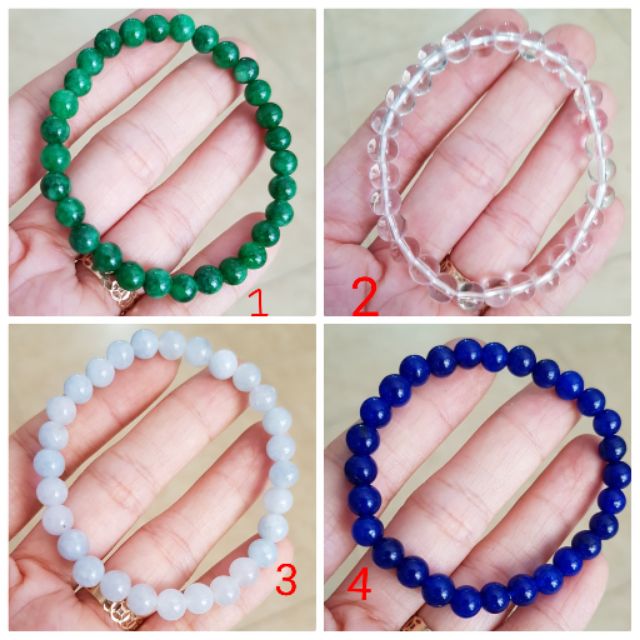 Vòng Tay Phong Thủy Đá Màu Xanh, Trắng Size 6mm