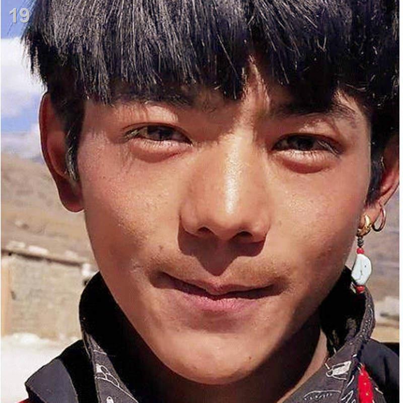 ✸☏◇2021 mới Ding Zhen cùng bông tai khóa Kangba người đàn ông dân tộc Tây Tạng trắng xanh lam ngọc kẹp