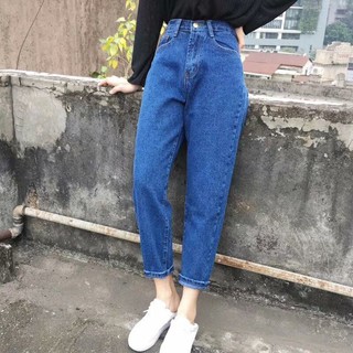 [Size 26~36] Quần Baggy Cotton Basic Đậm Nhạt - Lưng Cao, Không Giãn / Quần Baggy Jean Boyfriend