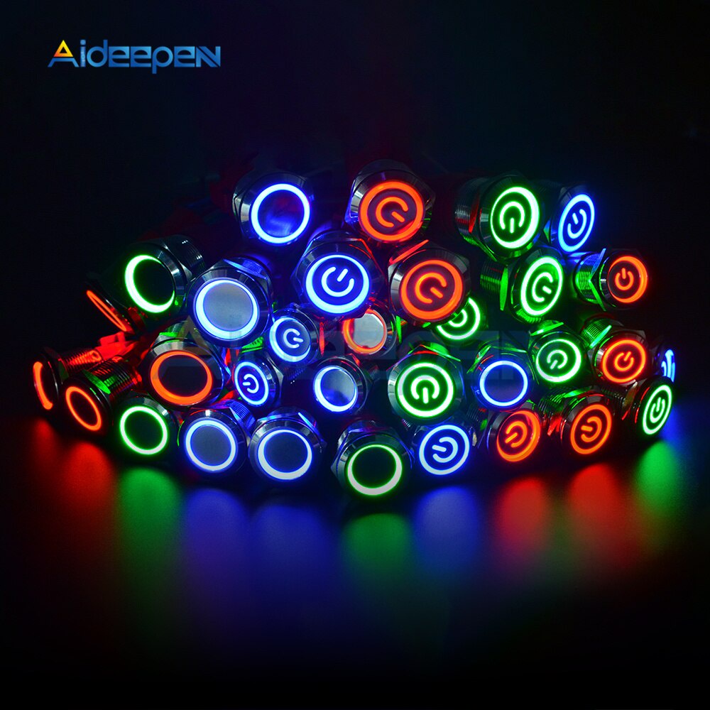 Công Tắc Nhấn Tự Động 16mm 19mm 22mm 250V 5A Cho Đèn LED Xe Hơi 9-24V
