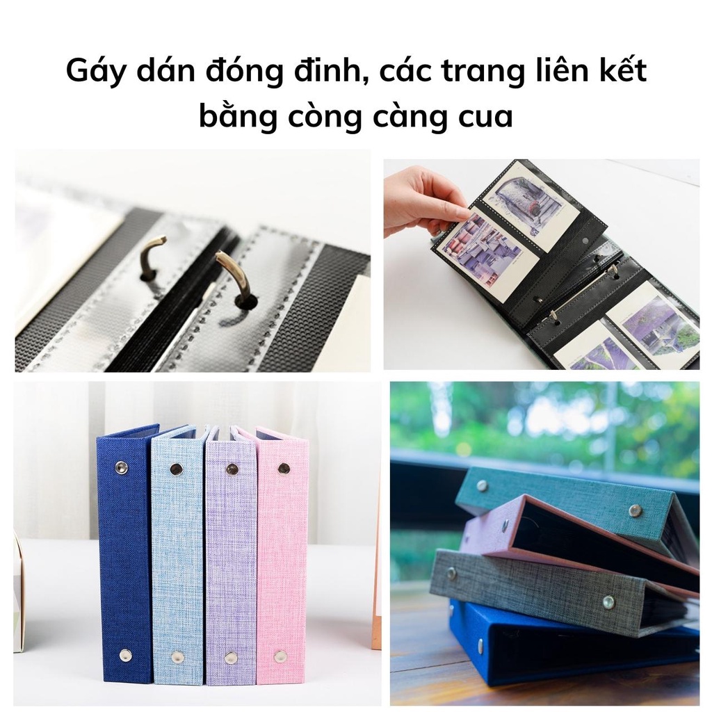 Album ảnh 6x9 đựng 100 tấm bìa vải vintage Tú Vy Studio binder card, quà tặng, để ảnh cho con, để lomo card