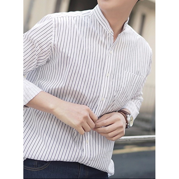 Áo sơ mi nam cổ trụ sọc Hot trend 2021 | BigBuy360 - bigbuy360.vn