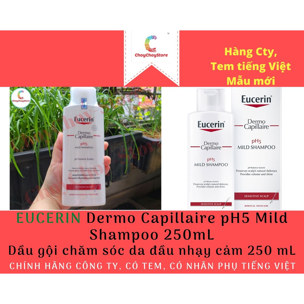 [TEM CTY] Dầu gội EUCERIN Dermo Capillaire pH5 Mild Shampoo 250mL  chăm sóc da đầu nhạy cảm