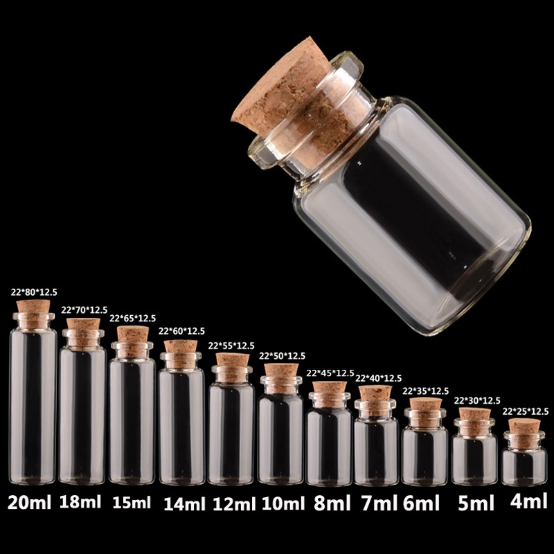 1 Lọ Thủy Tinh Mini Đựng Gia Vị Có Nút Bần Trong Suốt