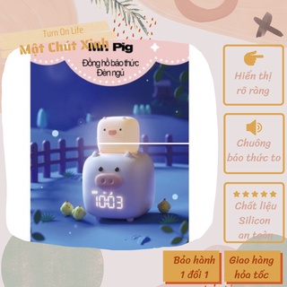 Đồng hồ kiêm đèn ngủ Couple Heo Hồng - Mr.Pig cute