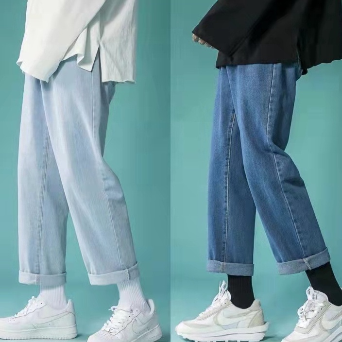 Quần Denim Ống Rộng Màu Sắc Vintage Hàn Quốc Cho Nam