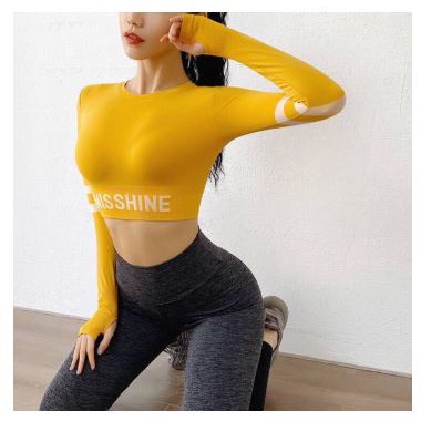 Crop Mishine Dài Tay Thể Thao Gym Yoga Quảng Châu Cao Câp Giá Sỉ