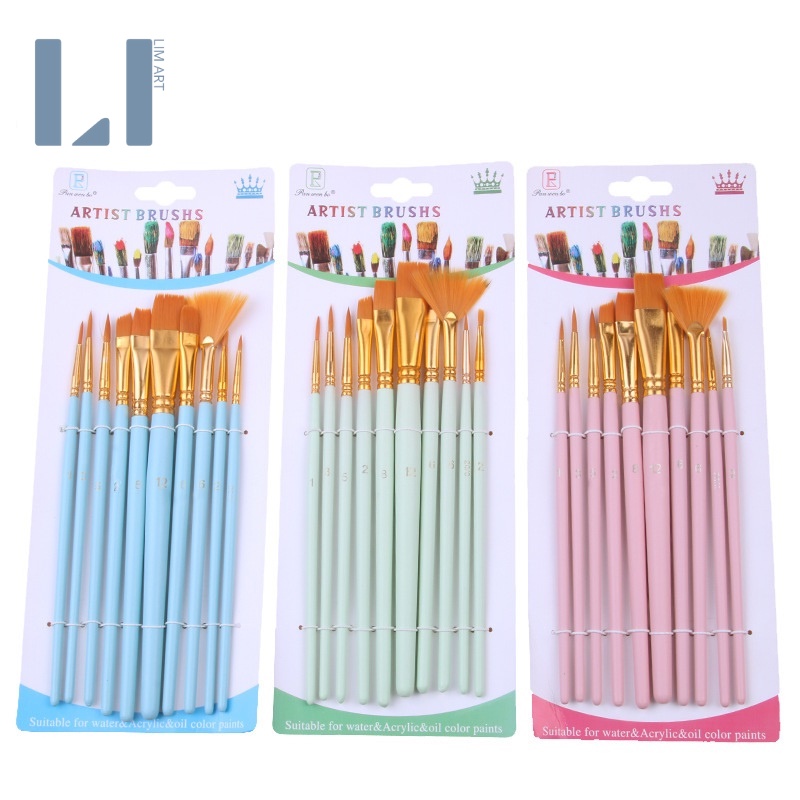 [10 cọ vẽ] Bộ cọ vẽ màu Pastel chuyên dùng vẽ tranh,tô tranh số hóa. Set cọ vẽ màu nước,acrylic,gauche