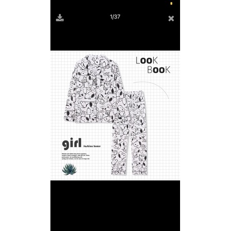 [Sẵn] Bộ Pyjama dài tay lookbook Hàng Quảng châu cực xinh