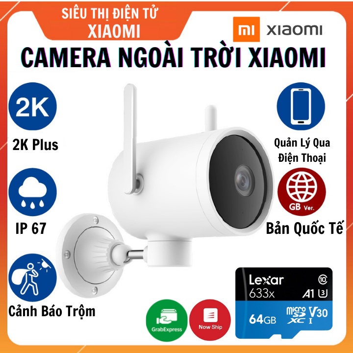 Camera Wifi XIAOMI EC3 - 2K , Xoay 270° ,Ngoài Trời Chống Nước,Đàm Thoại,Cảnh Báo Chuyển Động - Bản Quốc Tế (BH 2 Năm)