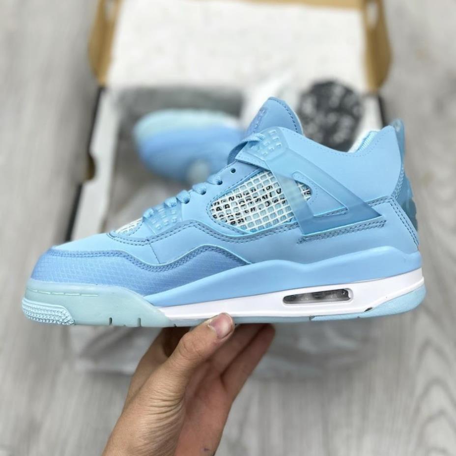 Giày air jordan 4 retro off white kem ,jordan 4  xanh dương , Giày sneaker JD4 màu kem siêu hot mới nhất