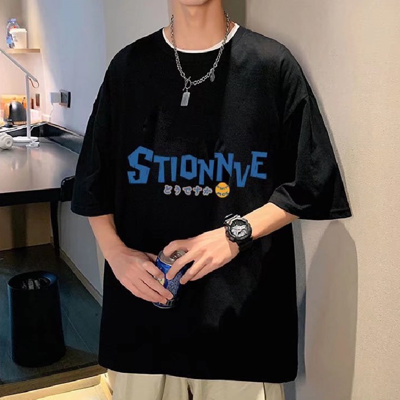 Áo Thun Dáng Rộng In Chữ Phong Cách Hip Hop Hàn Quốc Thời Trang Mùa Hè Cho Nam Và Nữ Size M-8XL