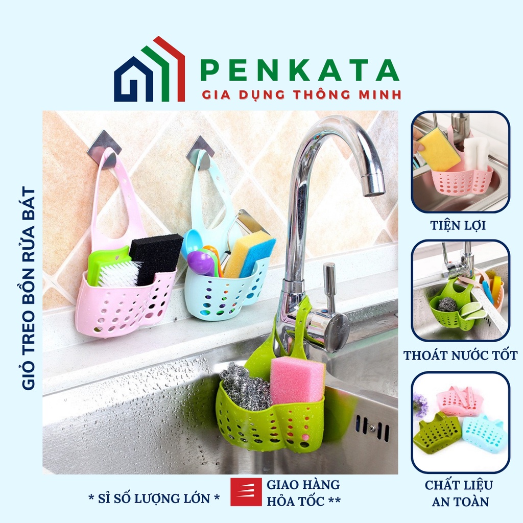 Giá treo bồn rửa bát, giá để giẻ rửa bát, giỏ đựng đồ treo bồn rửa chén bát PENKATA 15GTDN