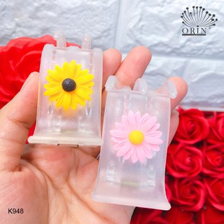Kẹp càng cua 5 răng, kẹp tóc trong suốt hoa Orin K948
