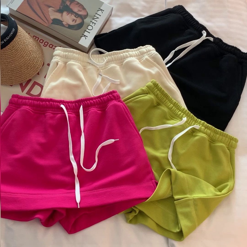 Quần Short Lưng Thun Rút Dây Phong Cách Hàn Quốc Dành Cho Nữ