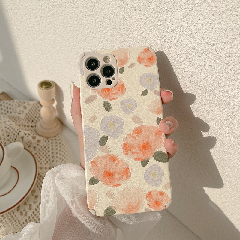 Ốp Iphone 11 Ốp Điện Thoại Bằng Silicon Tpu Giả Da Họa Tiết Hoa Cho Iphone 11 Pro Max X Xr Xs Max 7 8 Plus Se 2020 12 Pro Max 12 Mini