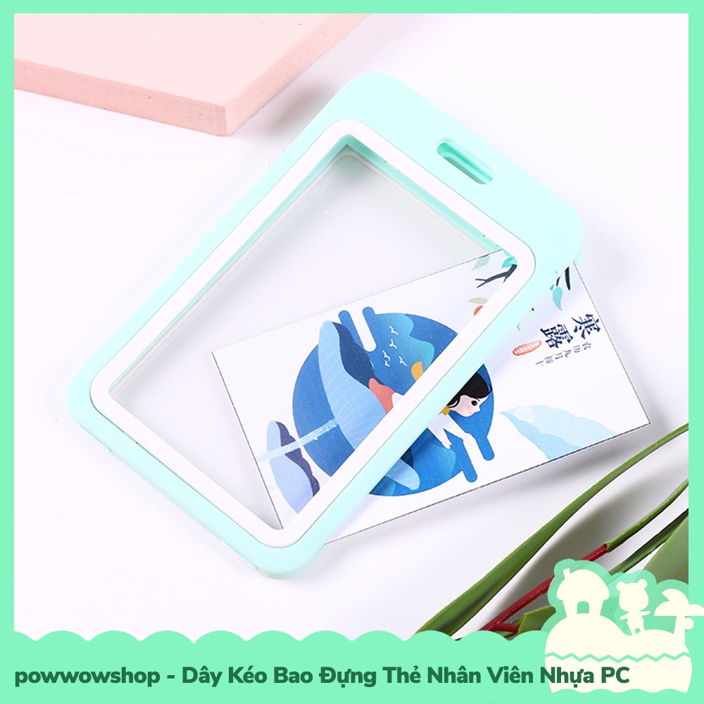 [Sẵn VN - Hỏa Tốc] Dây Vải Kéo Kèm Bao Đựng Thẻ Nhân Viên Nhựa PC Phong Cách Pastel Đơn Sắc Simple Color