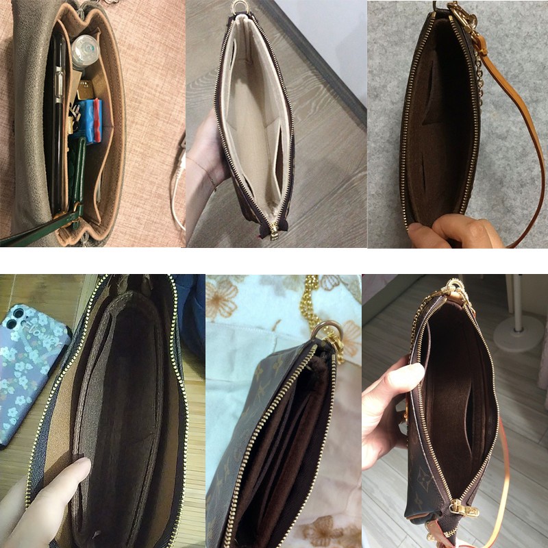 Lót túi giữ form lv pochette accessories  multi pocket bag organiser insert Túi xách Trọn gói Túi mật Gói thu thập Túi dọn dẹp
