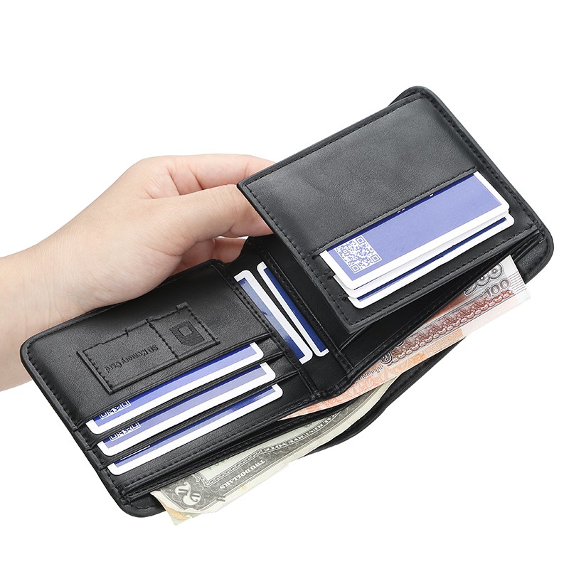 Baellerry D9152 High Quality Men's Short Bifold Leather Wallet Slim Cash Purse Hand Bag Credit Card Holder