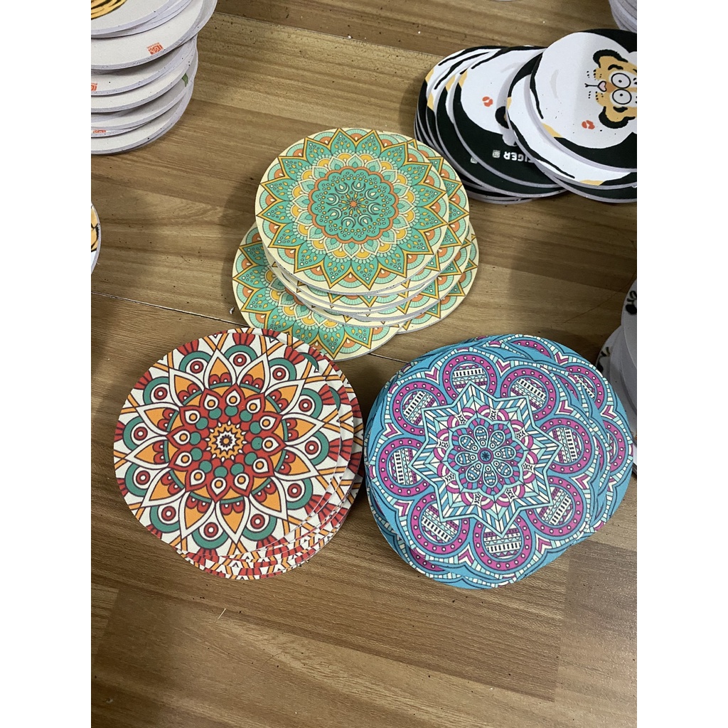 Miếng Lót Cốc - Lót Ly cute Bé hổ ngộ nghĩ 9x9cm 2021
