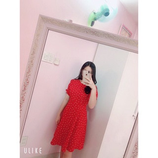 Váy/Đầm xoè tim đỏ tay bồng VT01(ảnh thật kèm video)