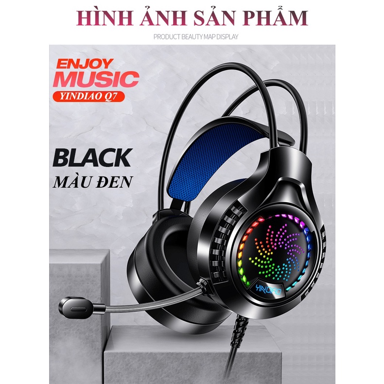Tai nghe YINDIAO Q7 chuyên game có đèn led 7 màu có mic dành cho game thủ CỔNG USB 7.1