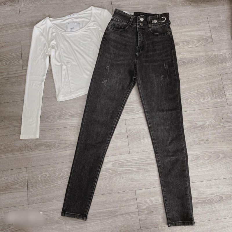 Quần bò jeans cạp siêu cao, dáng ôm co dãn mạnh form nữ, mẫu mới siêu hot THUYDIEUSHOP96