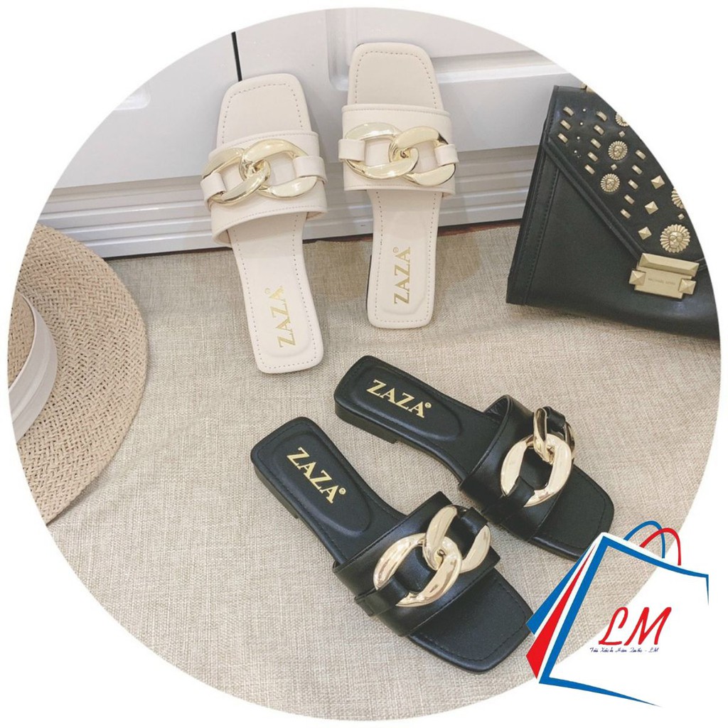 Dép Nữ Quai Ngang Thời Trang Đính Xích To H5