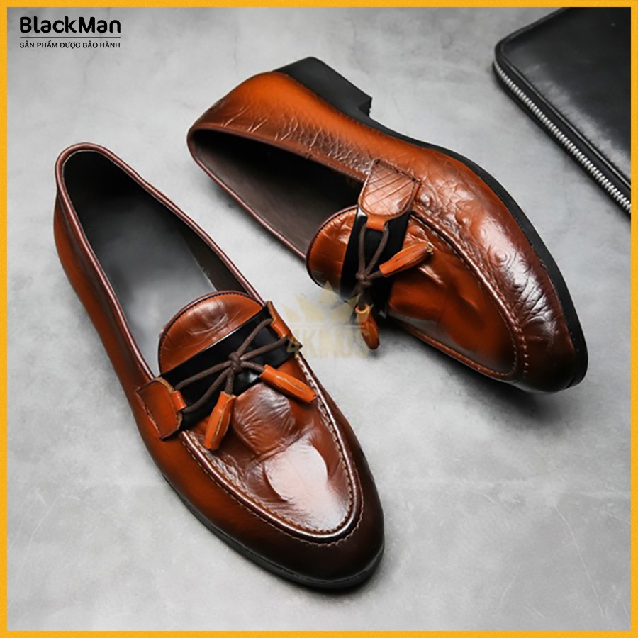 {SĂN SALE 💥 } Giày Lười Nam Da Bò Dập Vân  - ✅Băng Chuông Cao Cấp -✅ Đế Cao Su Đúc - ✅Bảo Hành Da 12 Tháng - Mã GL11 | BigBuy360 - bigbuy360.vn