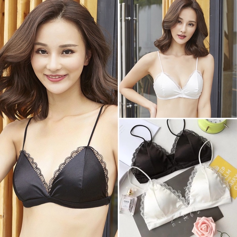 Áo Bra Nữ Satin Phi Bóng Viền Ren Quyến Rũ 265