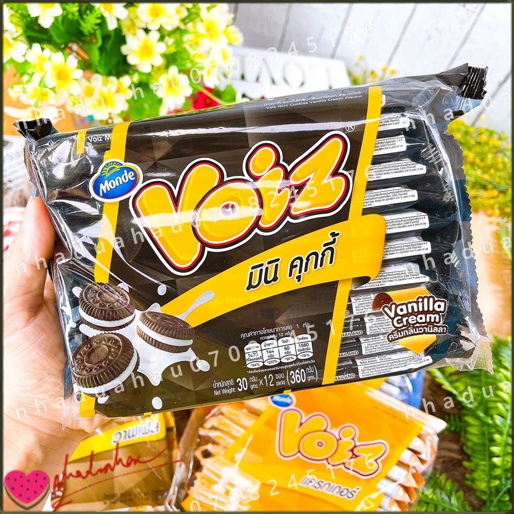 Một gói bánh kẹp kem 3 lớp/ kẹp kem xốp kẹp oreo 7 loại VOIZ Thái Lan gói lớn 336gam