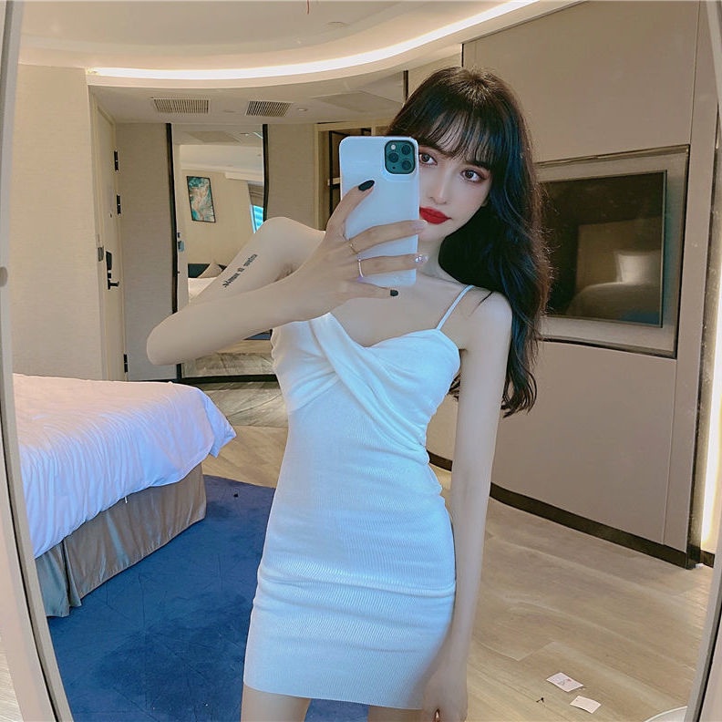 Jiashucheng Tea Break Đầm Hai Dây Màu Đỏ Phong Cách Hepburn Pháp Thời Trang Mùa Hè Cho Nữ