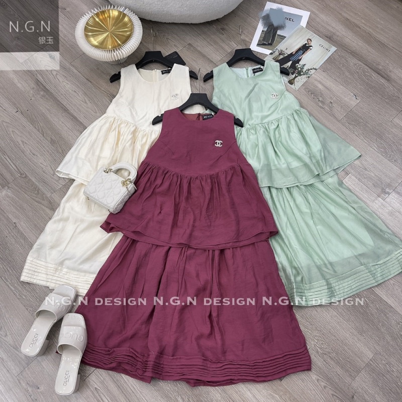 Sét áo babydoll + chân váy dài tách rời