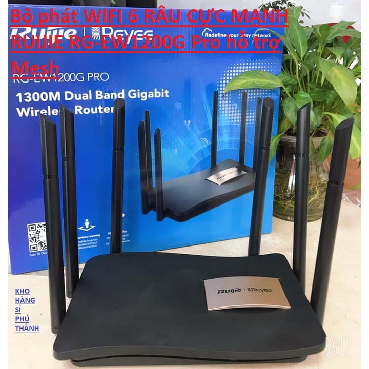 Bộ phát WIFI 6 RÂU CỰC MẠNH CAO CẤP RUIJIE RG-EW1200G Pro hỗ trợ Mesh ĐẦY ĐỦ PHỤ KIỆN CHÍNH HÃNG