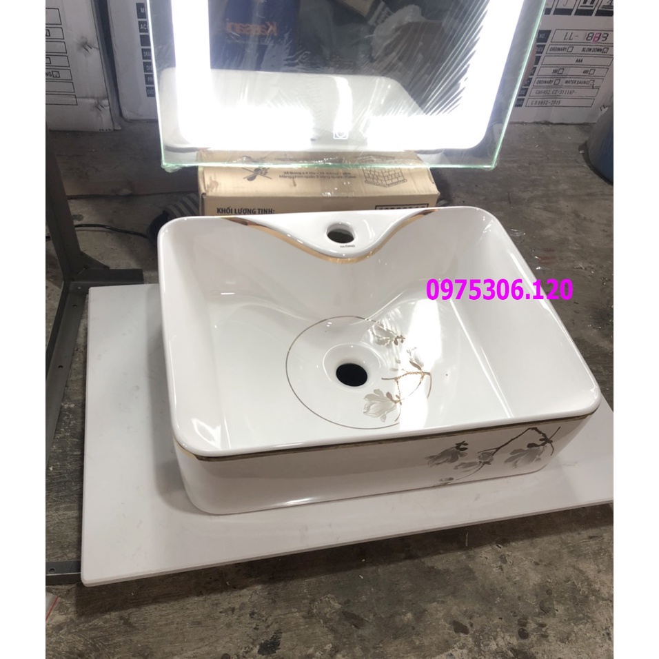 COMBO Chậu rửa mặt LAVABO+BÀN ĐÁ+GƯƠNG LED CẢM ỨNG, thiết bị nhà tắm nhà vệ sinh