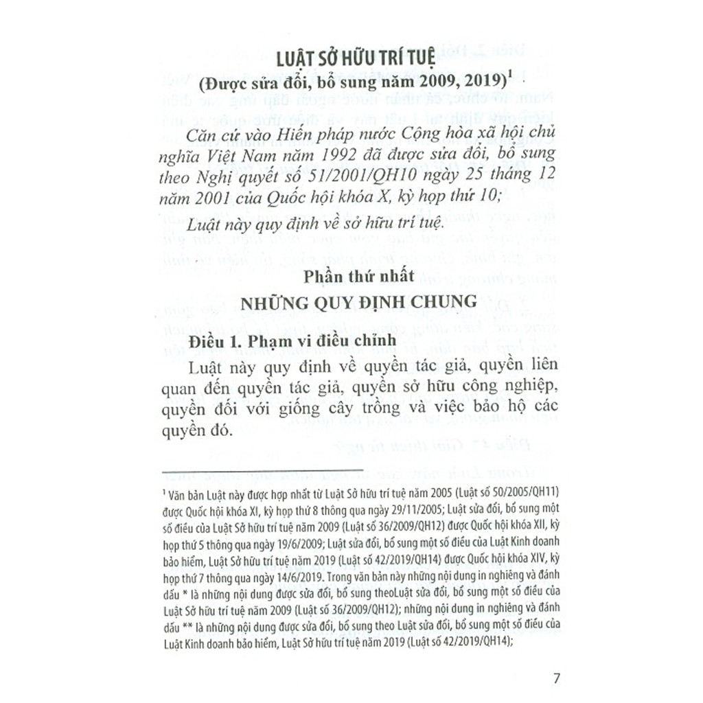 Sách - Luật Sở Hữu Trí Tuệ (Được Sửa Đổi, Bổ Sung Năm 2009, 2019)