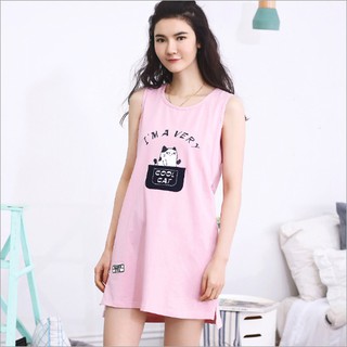 Đầm ngủ đầm mặc nhà vải COTTON 100% thống thoáng, tay sắt nách siêu thoáng mát