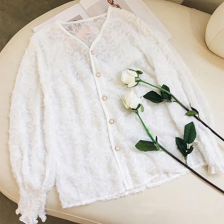 Áo Kiểu Voan Tơ Thêu Nữ Tính - New Thoi Trang