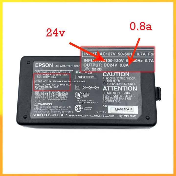 Adapter nguồn máy scan Epson 24v 0.8a, 24v 1a,1.1a, 24v 1.37a