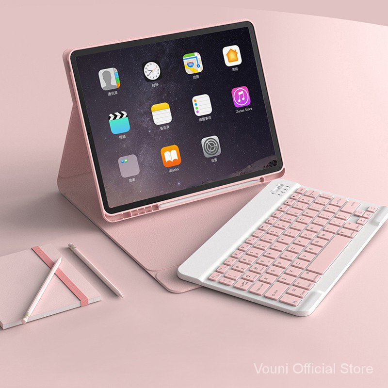 Ốp máy tính bảng có bàn phím bluetooth không dây có giá đỡ bút chì cho Apple iPad 7 7th Gen 8 8th Gen 10.2
