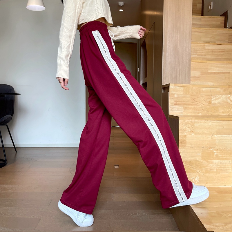 NRVP Quần thể thao lưng cao ống rộng phối dây thời trang cho nam nữ